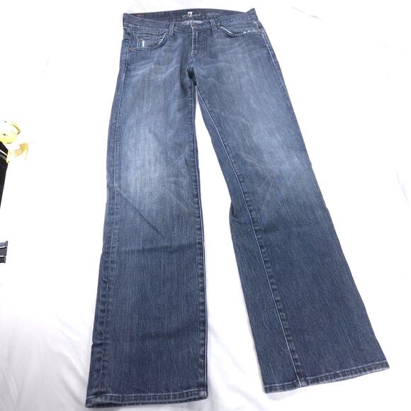 7 For All Mankind Austyn Button Zip Medium Wash Denim Jeans Womens Size 32 Blue - Picture 2 of 8
